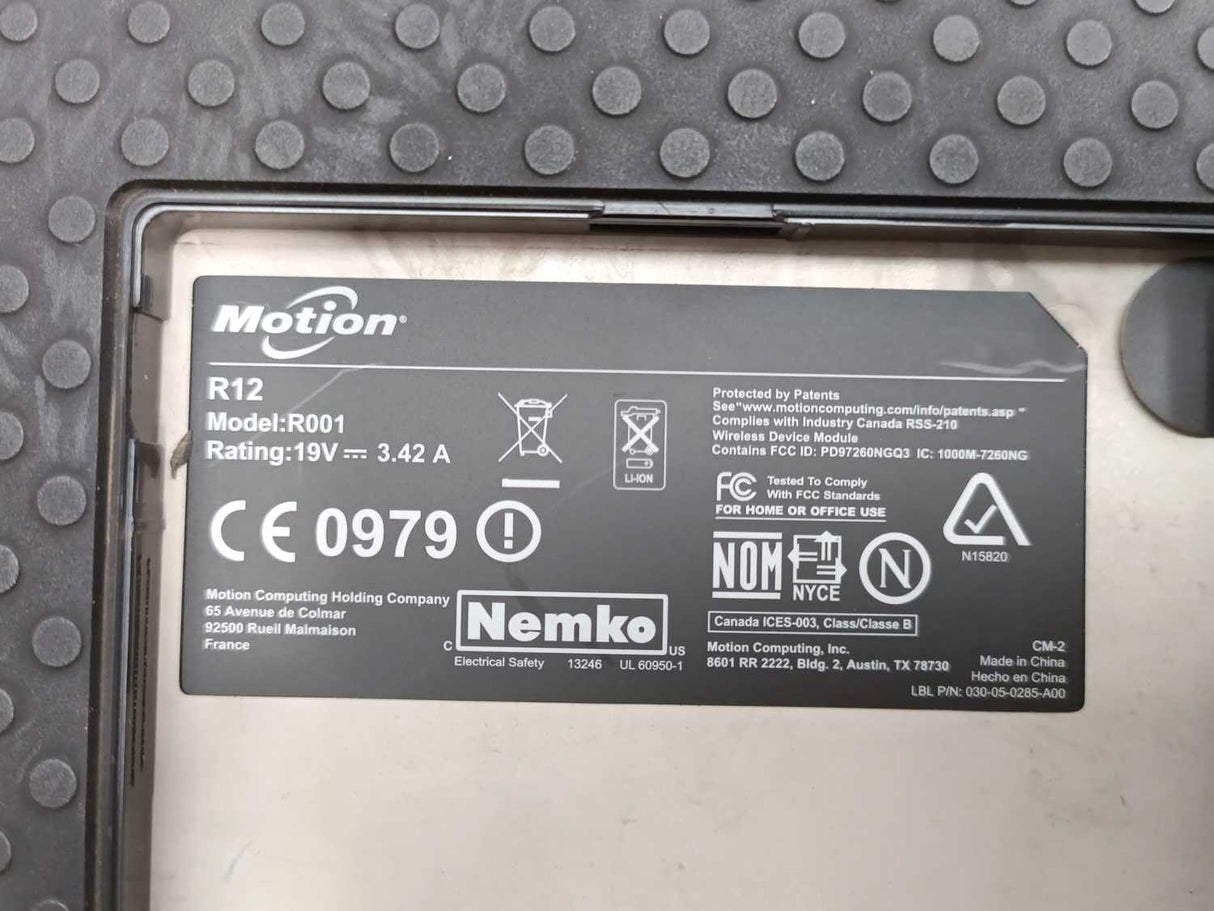 Motion Computing R001 R12 12.5-inch Tablet PC, power up