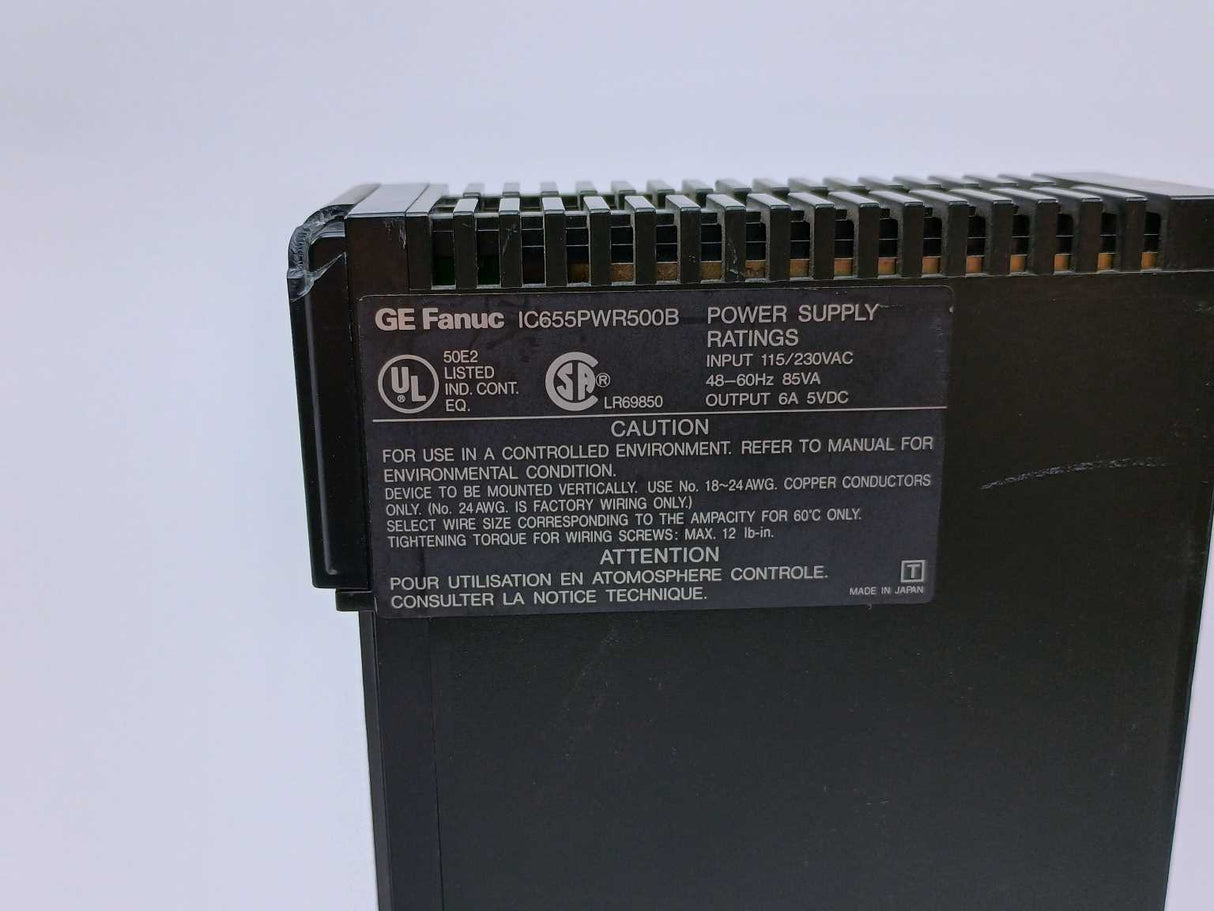 GE Fanuc IC655PWR500B Power Supply 6A 115/230VAC