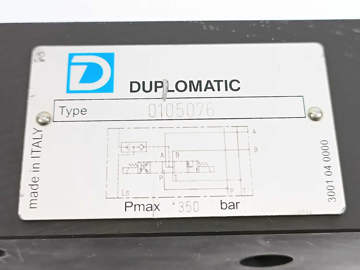 Duplomatic 0105076 Hydraulic Directional Control Valve w/ C22-D24K1/10