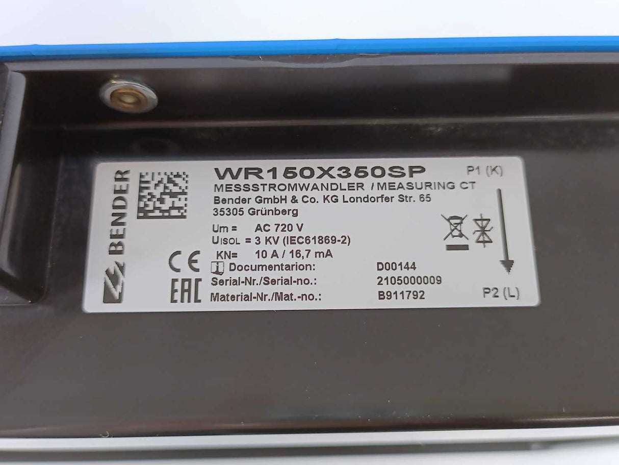 Bender  B911792 WR150X350SP Measuring Current Transformer