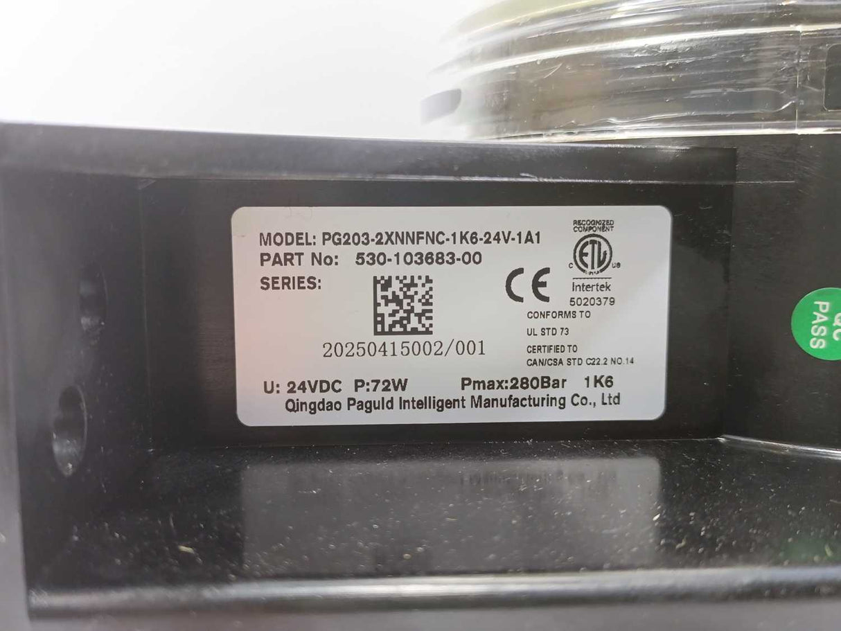 Paguld PG203-2XNNFNC-1K6-24V-1A1 Electric Lubrication Pump, 530-103683-00