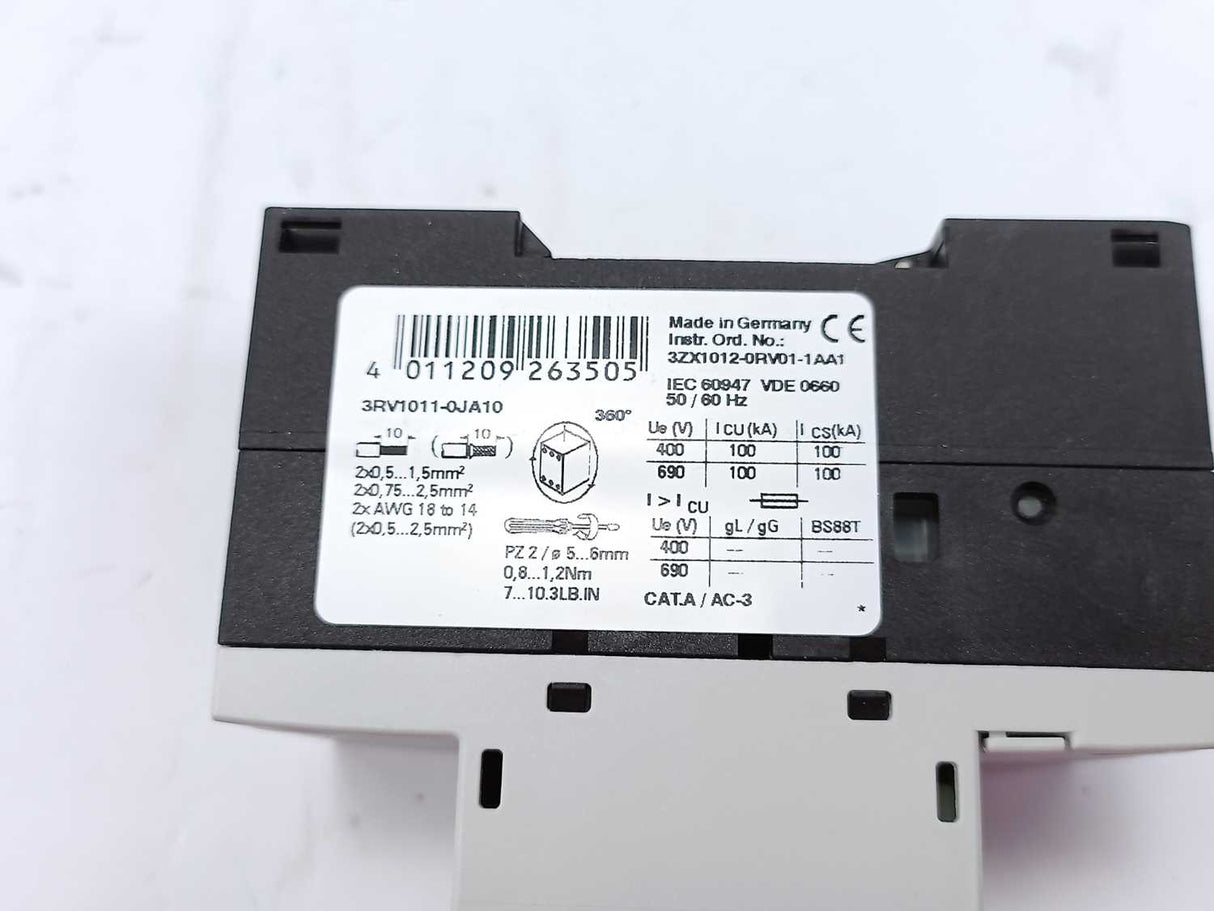Siemens 3RV1011-0JA10 Motor circuit  1.7-1A