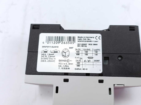 Siemens 3RV1011-0JA10 Motor circuit  1.7-1A