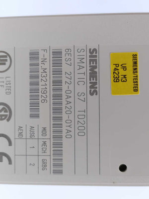 Siemens 6ES7272-0AA20-0YA0 SIMATIC S7 TD200 Text Display for S7-200