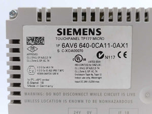 Siemens 6AV6640-0CA11-0AX1 Touch Panel TP177 Micro