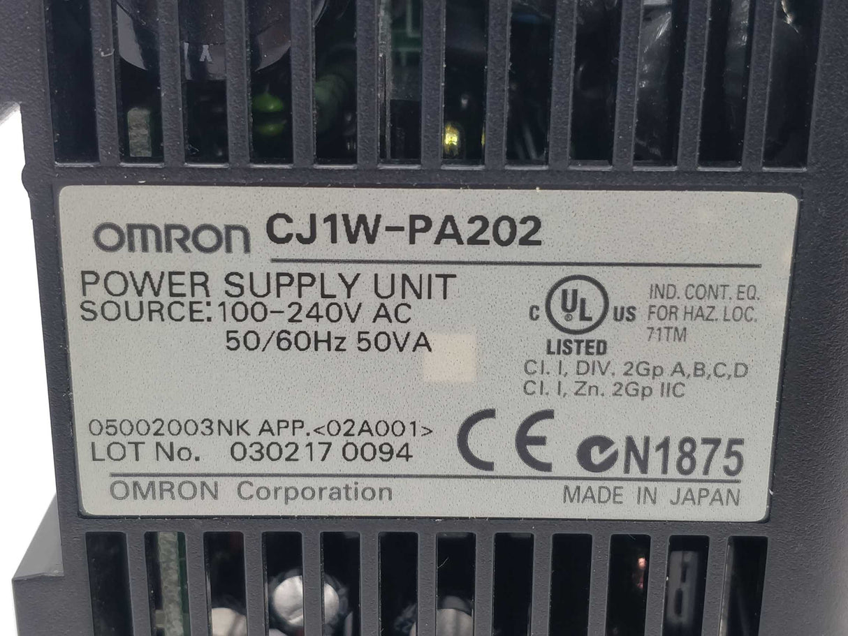 OMRON CJ1W-PA202 Power Supply Module 100-240V AC