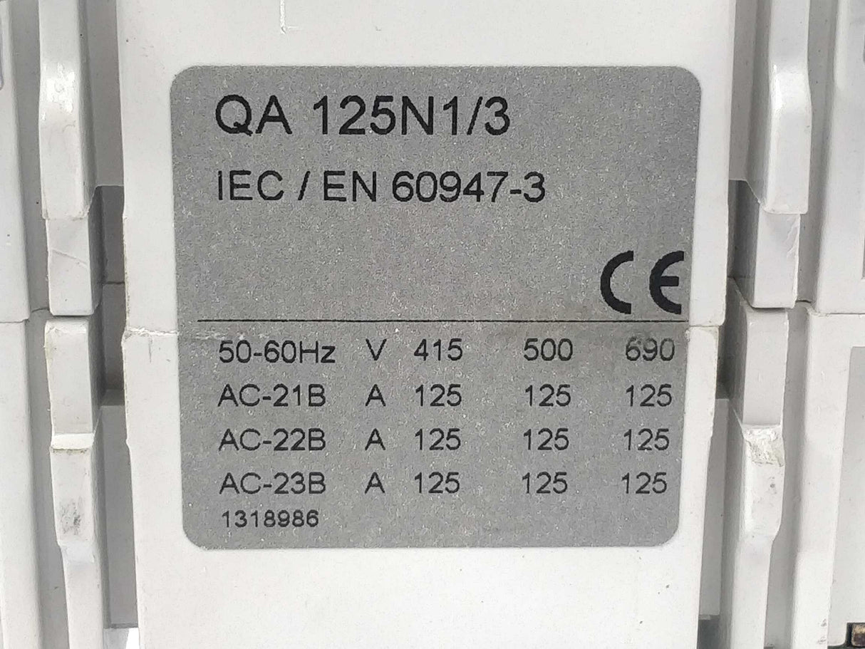 Eaton 1318001 Disconnector Switch QA 125N1/3
