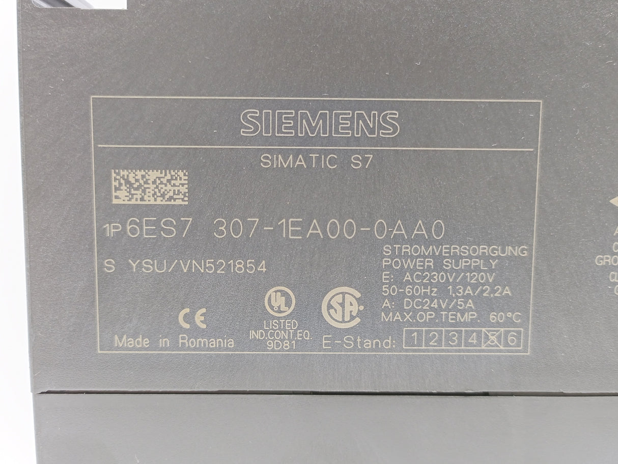 Siemens 6ES7307-1EA00-0AA0 SIMATIC S7 PS307, Power Supply. 24VDC 5A