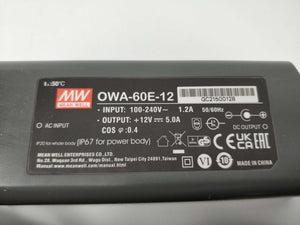 Mean Well OWA-60E-12 AC/DC Power Supply. 12VDC 5A