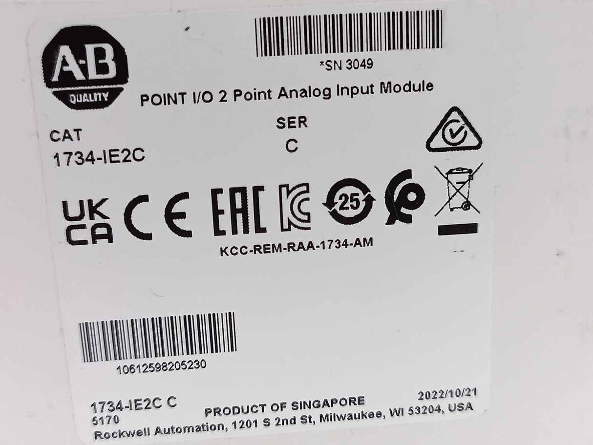 AB 1734-IE2C Ser. C POINT I/O 2 Point Analog Input Module FW: 3.004