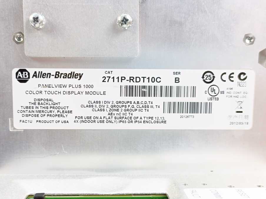 AB 2711P-T10C4D2 Ser. A Panel View Plus 1000 Assembled Terminal