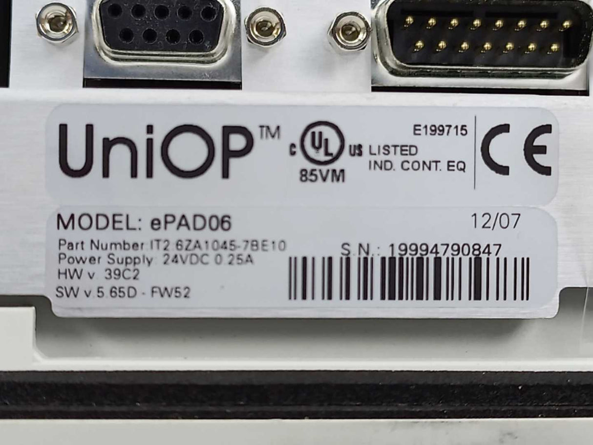 Uniop 6ZA1045-7BE10 ePAD06 Control Panel