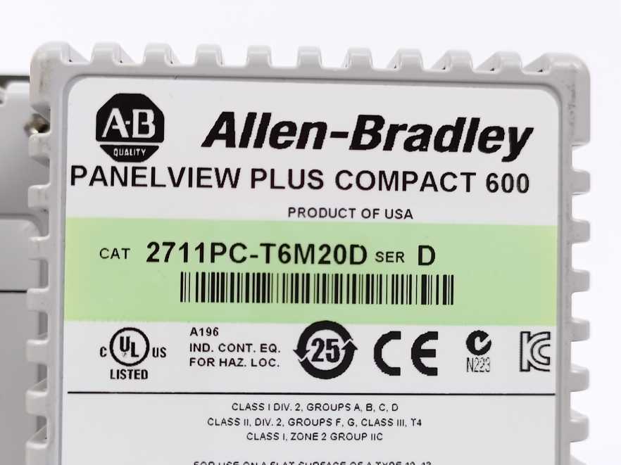 AB 2711PC-T6M20D Ser. D PanelView Plus Compact 600