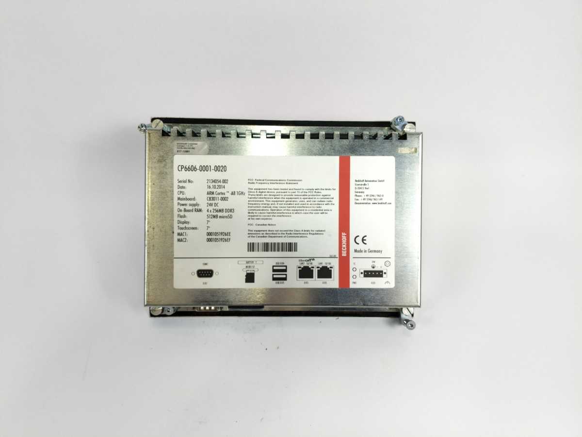 Beckhoff CP6606-0001-0020 7" Economy Panel PC