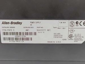 AB 1756-PA72 Ser. C ControlLogix AC Power Supply 120/240VAC 50/60HZ
