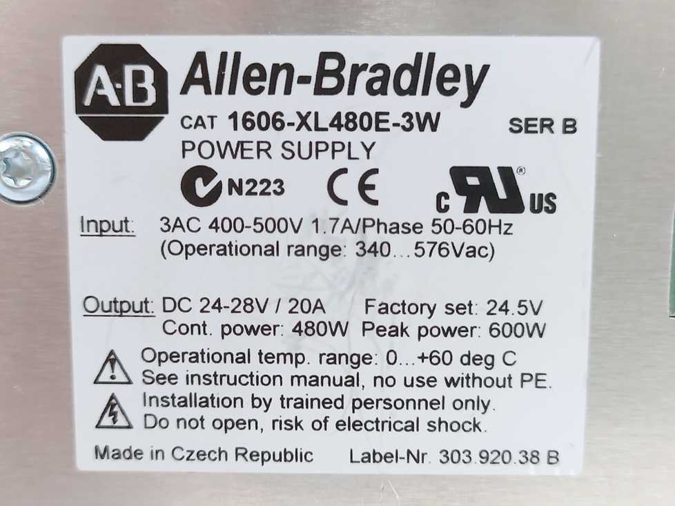 AB 1606-XL480E-3W Power Supply Ser B 24-28V/20A