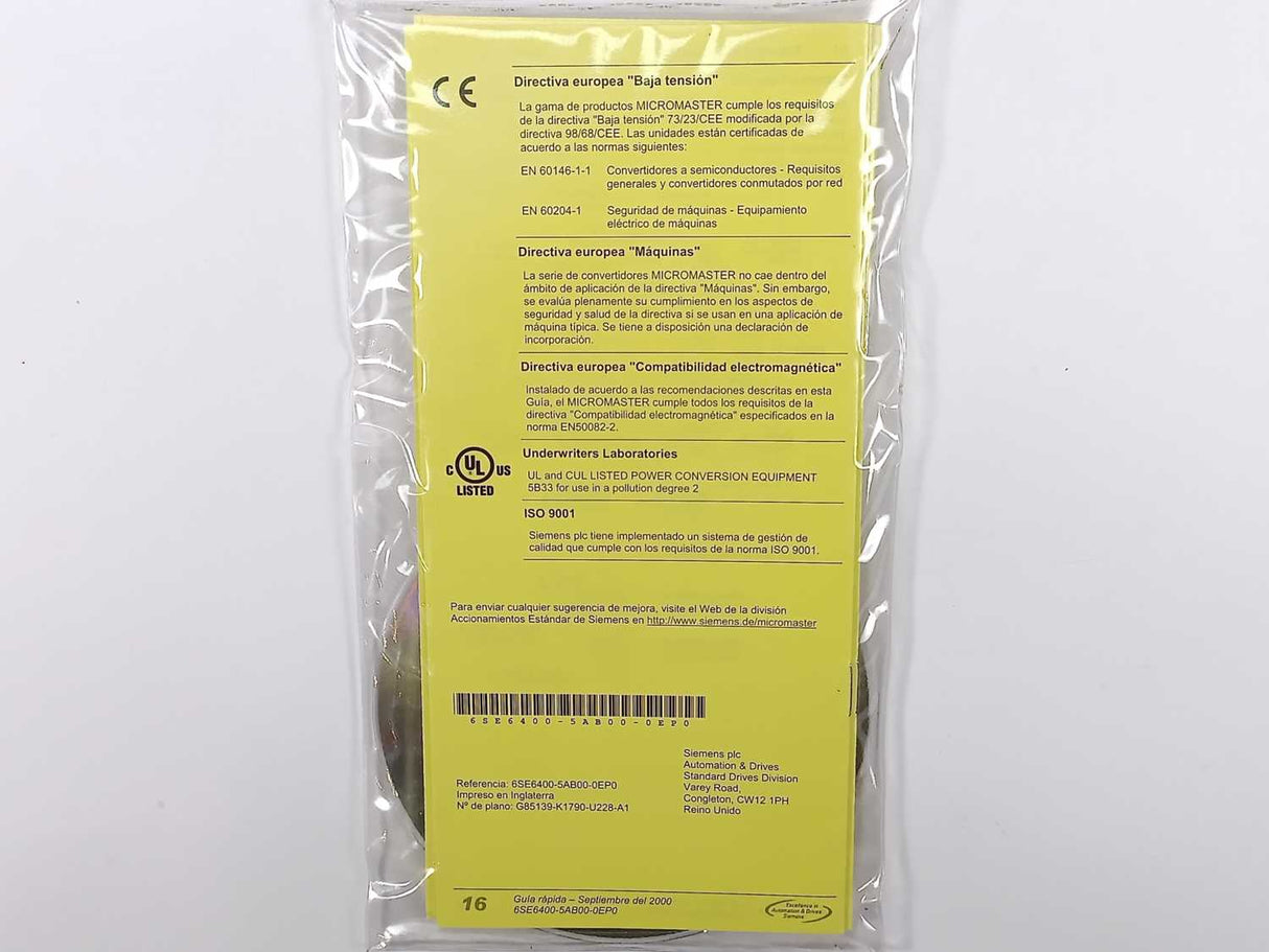 Siemens 6SE6420-2AB22-2BA0 MicroMaster 420 AC Frequency Inverters
