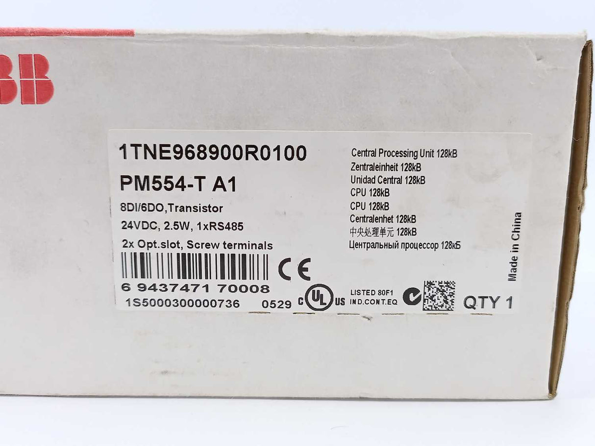ABB 1TNE968900R0100 PM554-T A1 8DI/6DO, Transistor