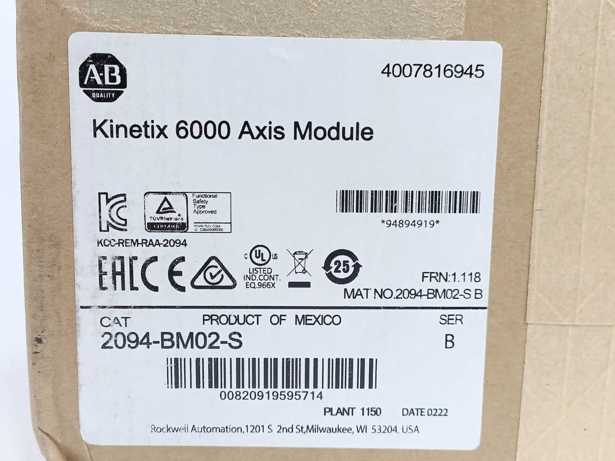 AB 2094-BM02-S Ser. B Kinetix 6000 Axis Module