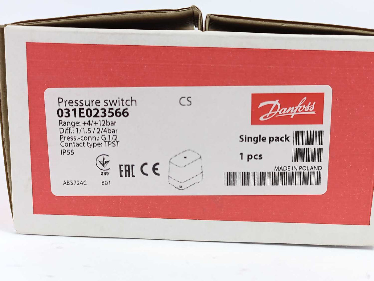 Danfoss 031E023566 CS Pressure Switch 4...12bar