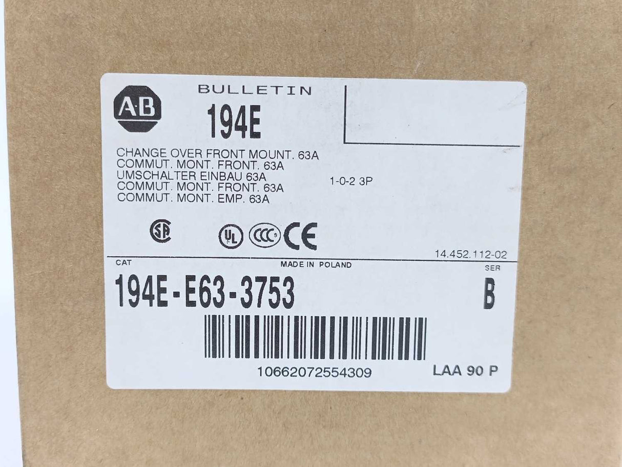 AB 194E-E63-3753 Ser. B Change Over Front Mount 63A