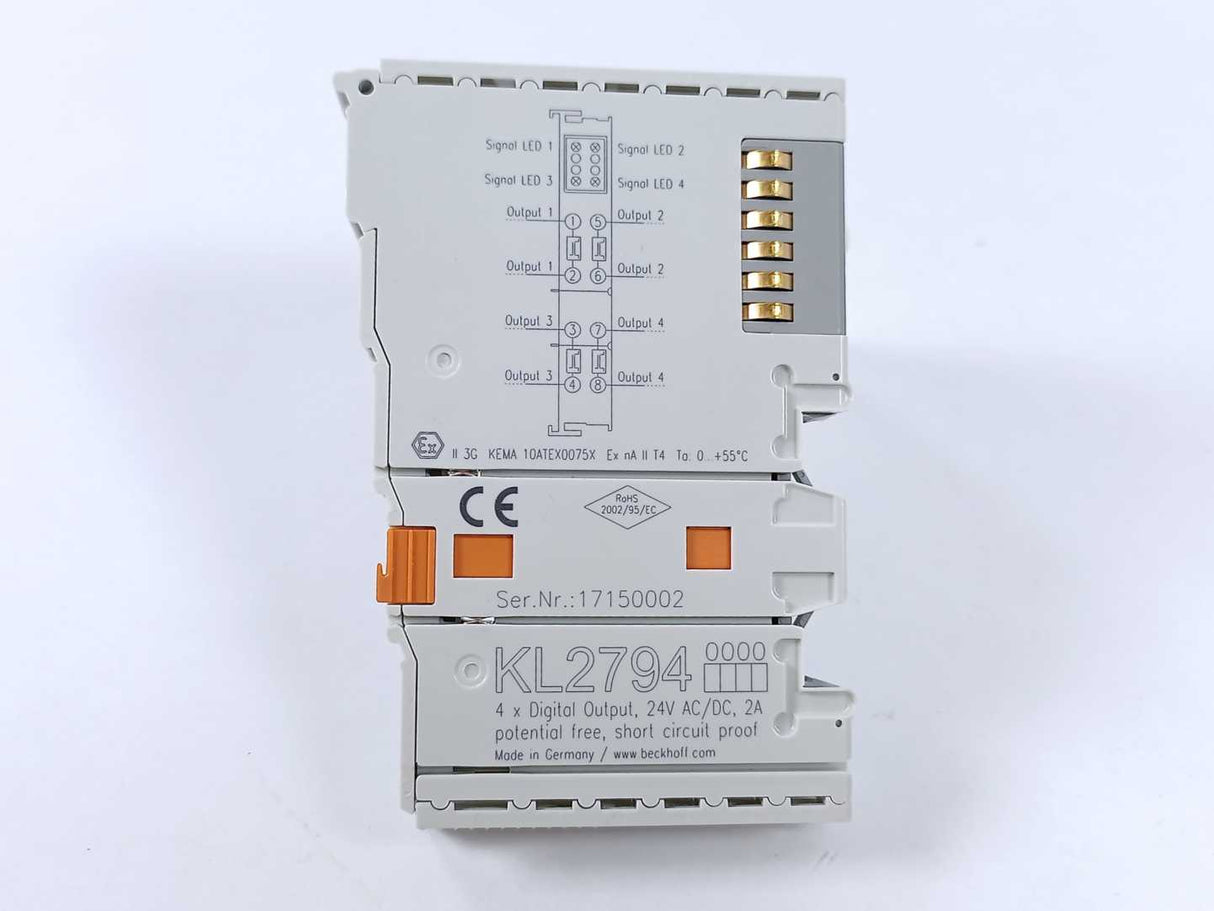 Beckhoff KL2794 Bus Terminal 4-Channel Solid State Relay Output
