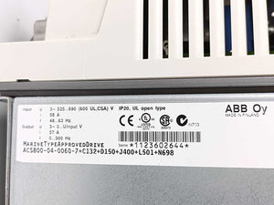 ABB ACS800-04-0060-7 +C132+D150+J400+L501+N698 Frequency Inverter w/ CDP-312R