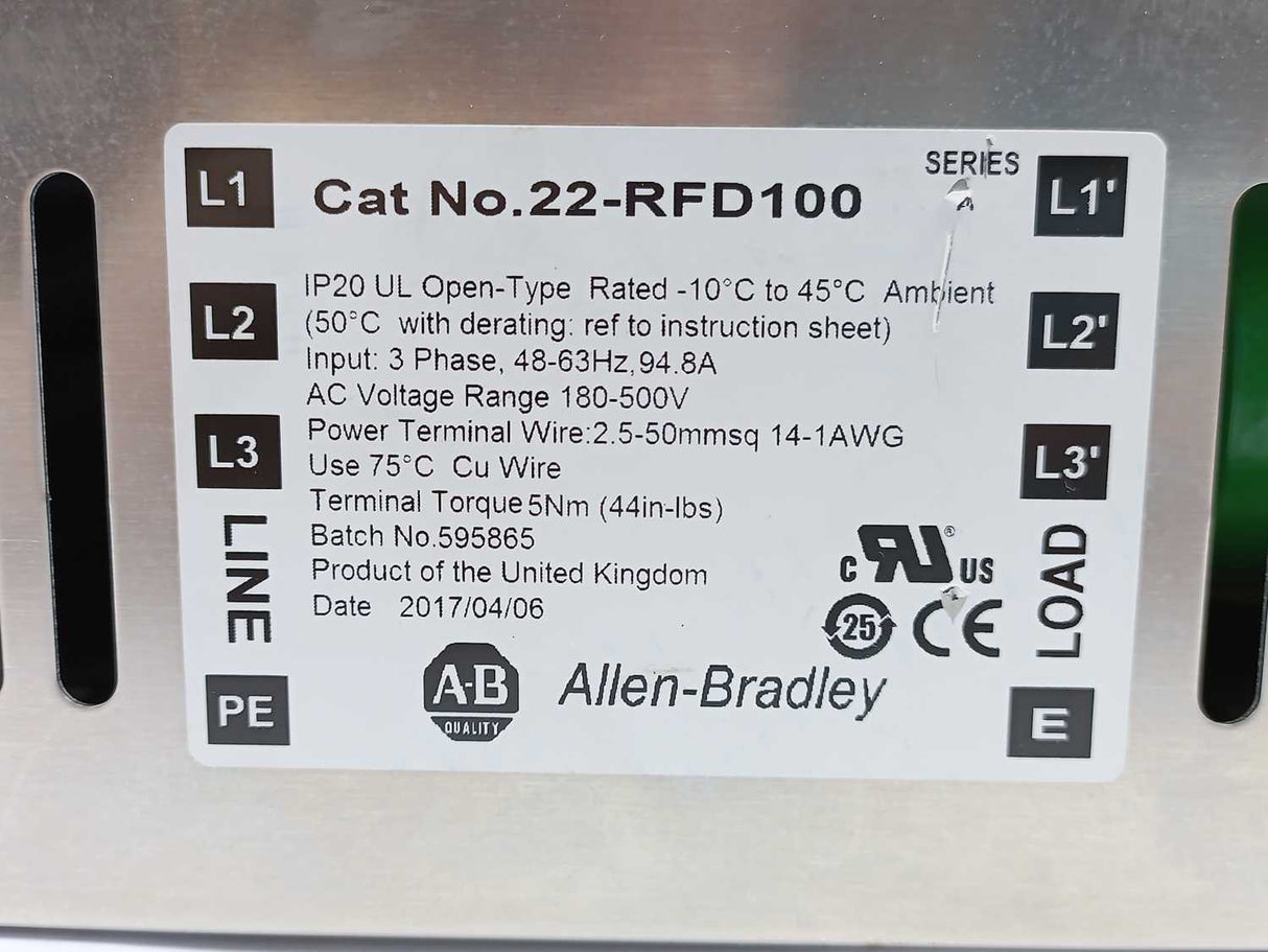 AB 22-RFD100 Ser.A Line filter