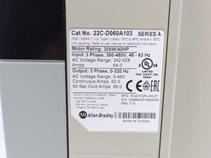 AB 22C-D060A103 Ser. A PowerFlex AC Drive 480 VAC, 3 Phase