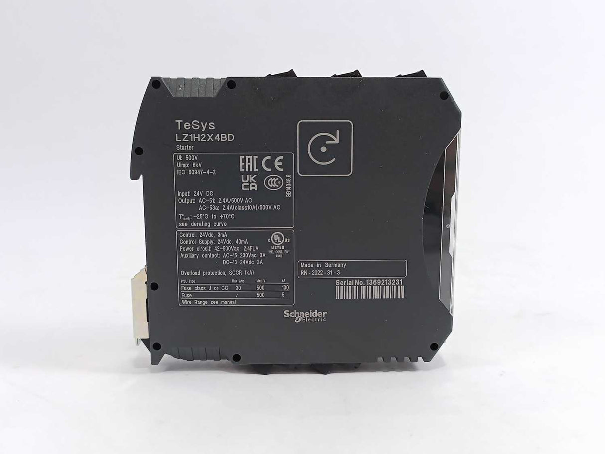 Schneider Electric LZ1H2X4BD Motor Starter 22.5mm Direct 0.75kW 400V