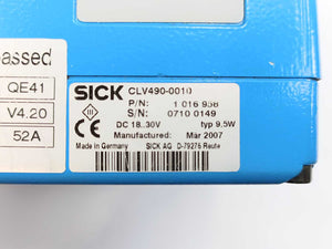 SICK 1016958 Line Bar Code Scanner CLV490-0010