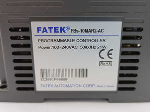 Fatek FBS-10MAR2-AC PLC, Power: 100-240VAC 50/60Hz 21W