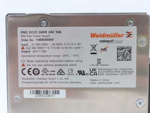 Weidmüller 1469540000 DIN-Rail Power Supply, PRO ECO3, 240W/24V/10A