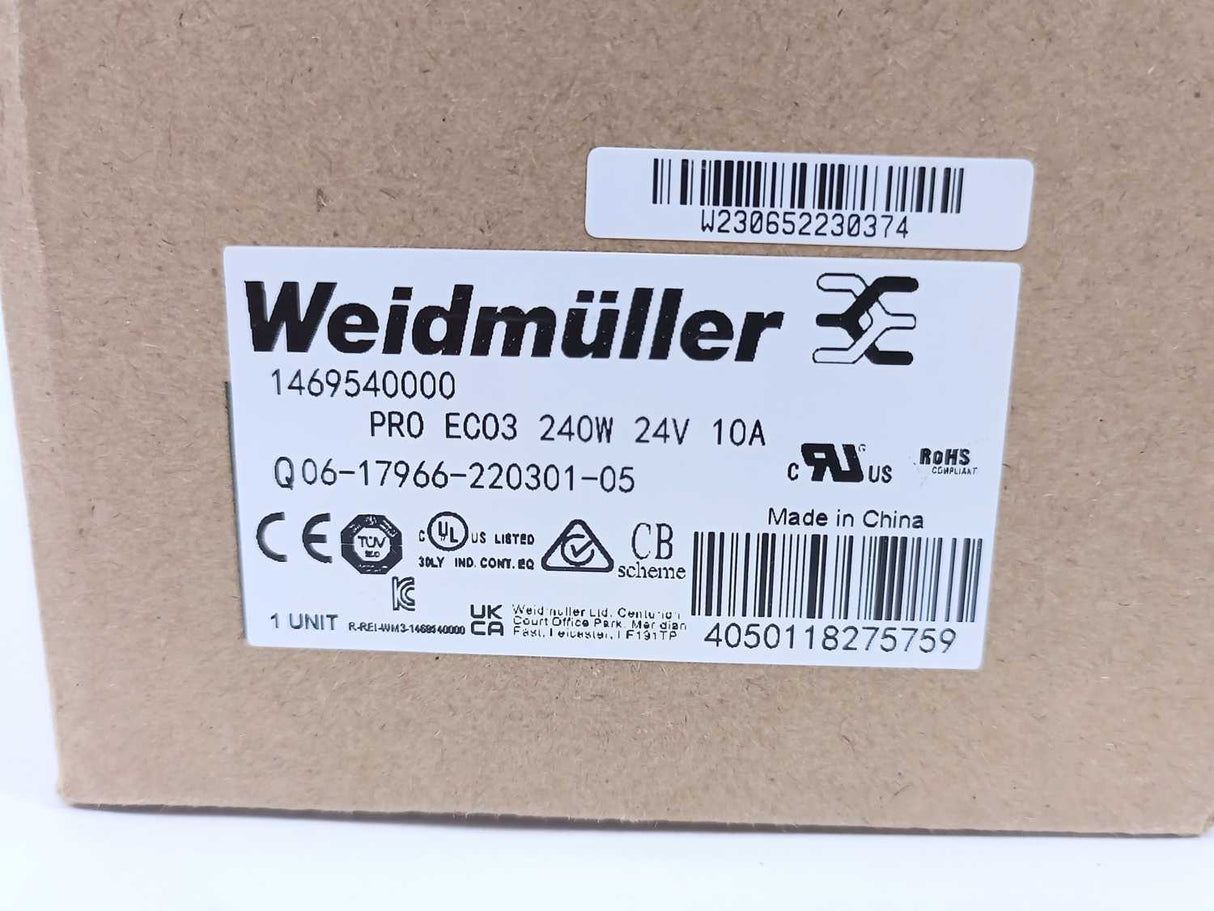 Weidmüller 1469540000 DIN-Rail Power Supply, PRO ECO3, 240W/24V/10A