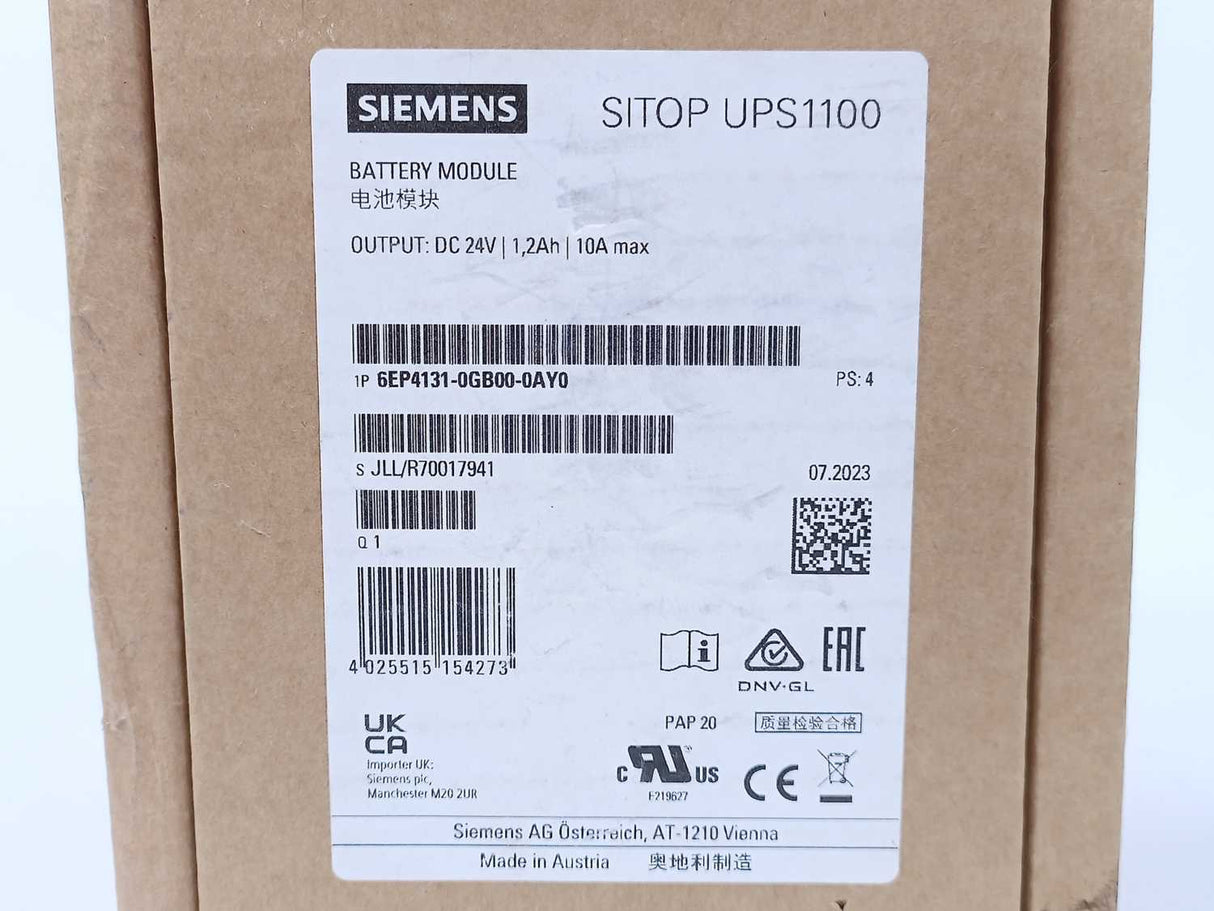 Siemens 6EP4131-0GB00-0AY0 SITOP UPS1100 Battery Module