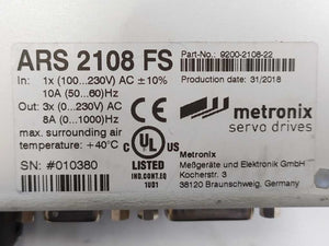 Metronix ARS 2108 FS STO Servo Positioning Controller