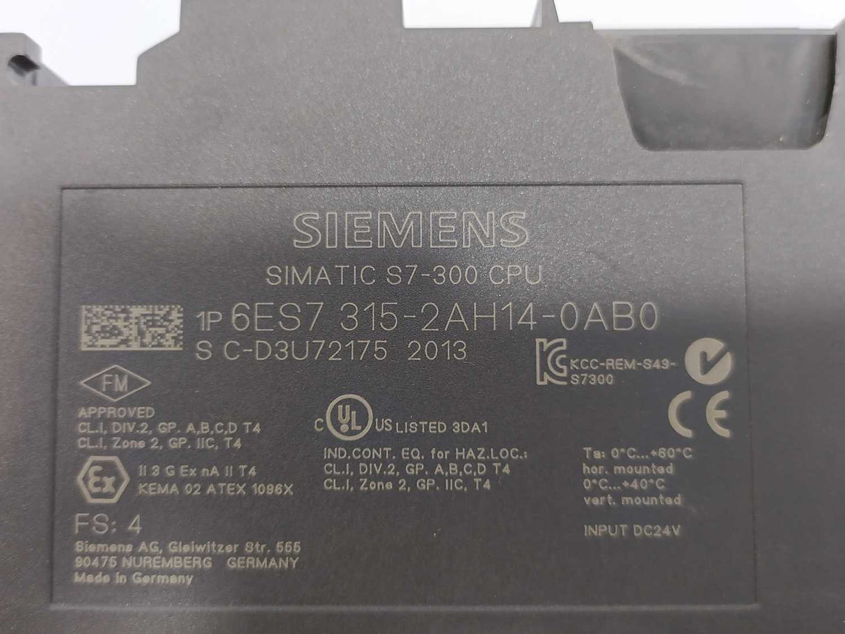 Siemens 6ES7315-2AH14-0AB0 CPU 315-2DP