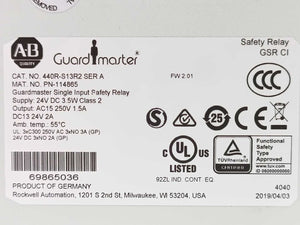 AB 440R-S13R2 Ser.A Guardmaster Single Input Safety Relay 24V DC, 3.5W