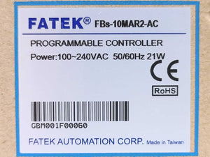 Fatek FBS-10MAR2-AC PLC, Power: 100-240VAC 50/60Hz 21W