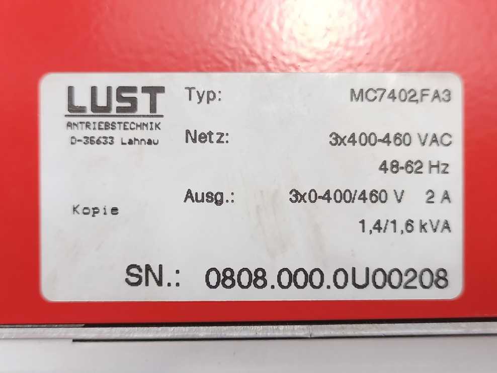 LUST MC7402 FA3 MASTERCONTROL Servo Drive 1.4/1.6kVA