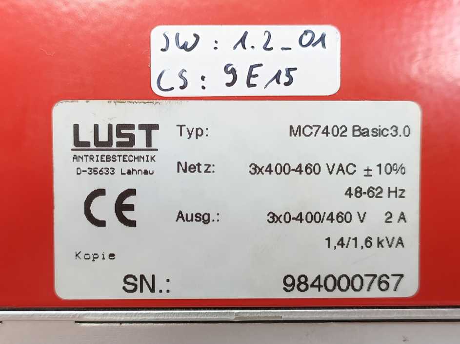 LUST MC7402 Basic 3.0 MASTERCONTROL Servo Drive 1.4/1.6kVA