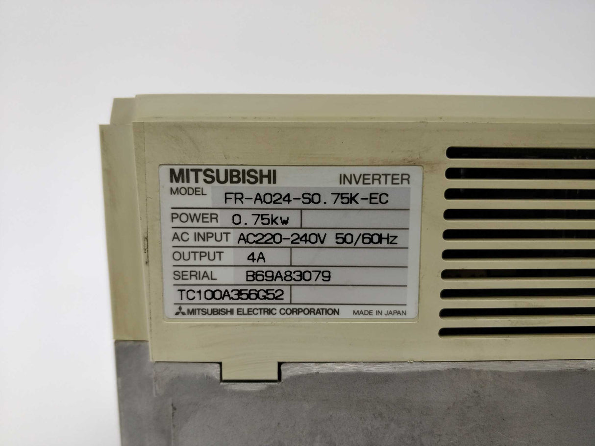 Mitsubishi FR-A024-S0.75K-EC Inverter with FR-PU03 parameter unit 0.75kW