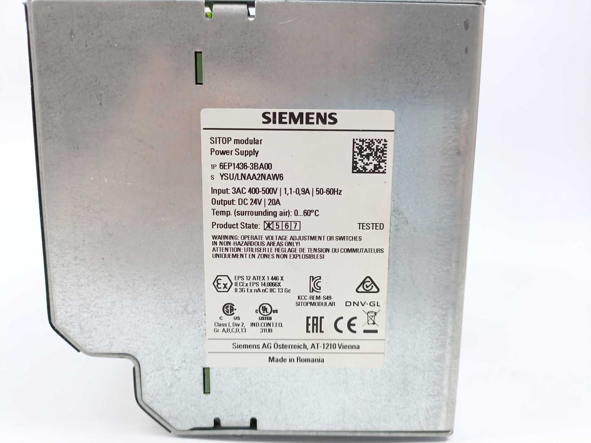 Siemens 6EP1436-3BA00 SITOP Modular 20 A Stabilized Power Supply