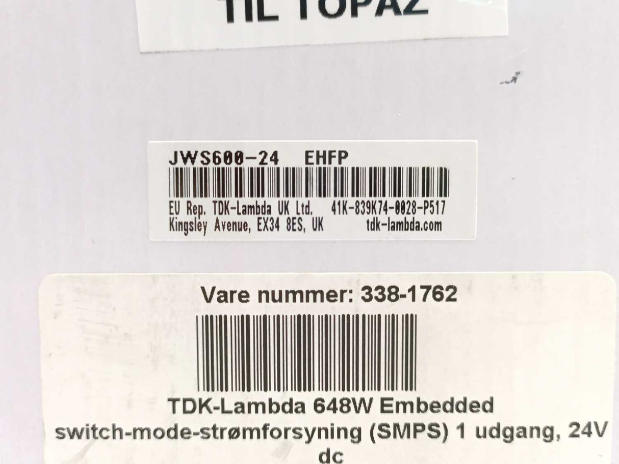 Densei-Lambda JWS600-24 Power Supply 24V 27A 50/60Hz