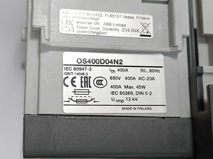ABB 1SCA022754R2620 OS400D04N2 Fused Switch, 400A 690V
