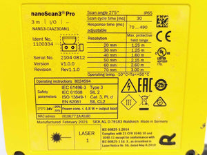 SICK 1100334 NANS3-CAAZ30ZA1 Safety Laser Scanner: NanoScan3 Pro