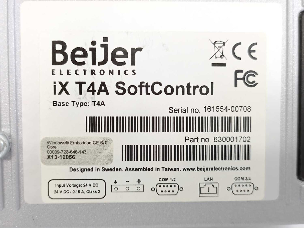 BEIJER ELECTRONICS 630001702 T4A iX SoftControl Touch Operator Panel