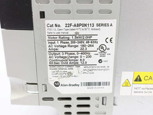 AB 22F-A8P0N113 Series A AC Drive PowerFlex 1.5kW/2.0HP