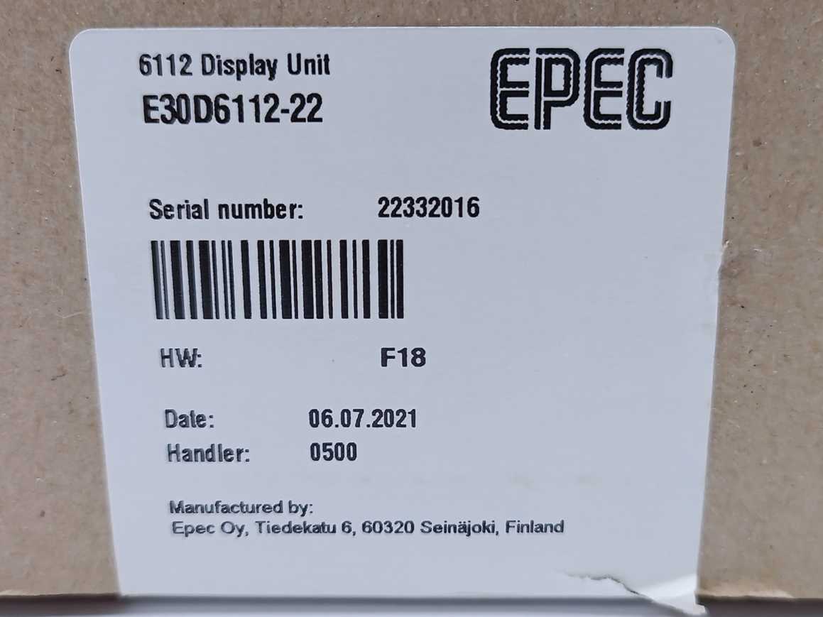 EPEC E30D6112-22 6112 Display Unit, HW: F18