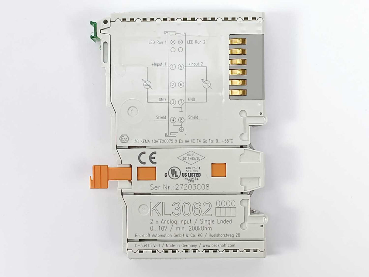 Beckhoff KL3062 2x Analog Input, Single Ended 0...10V / min. 200k0hm